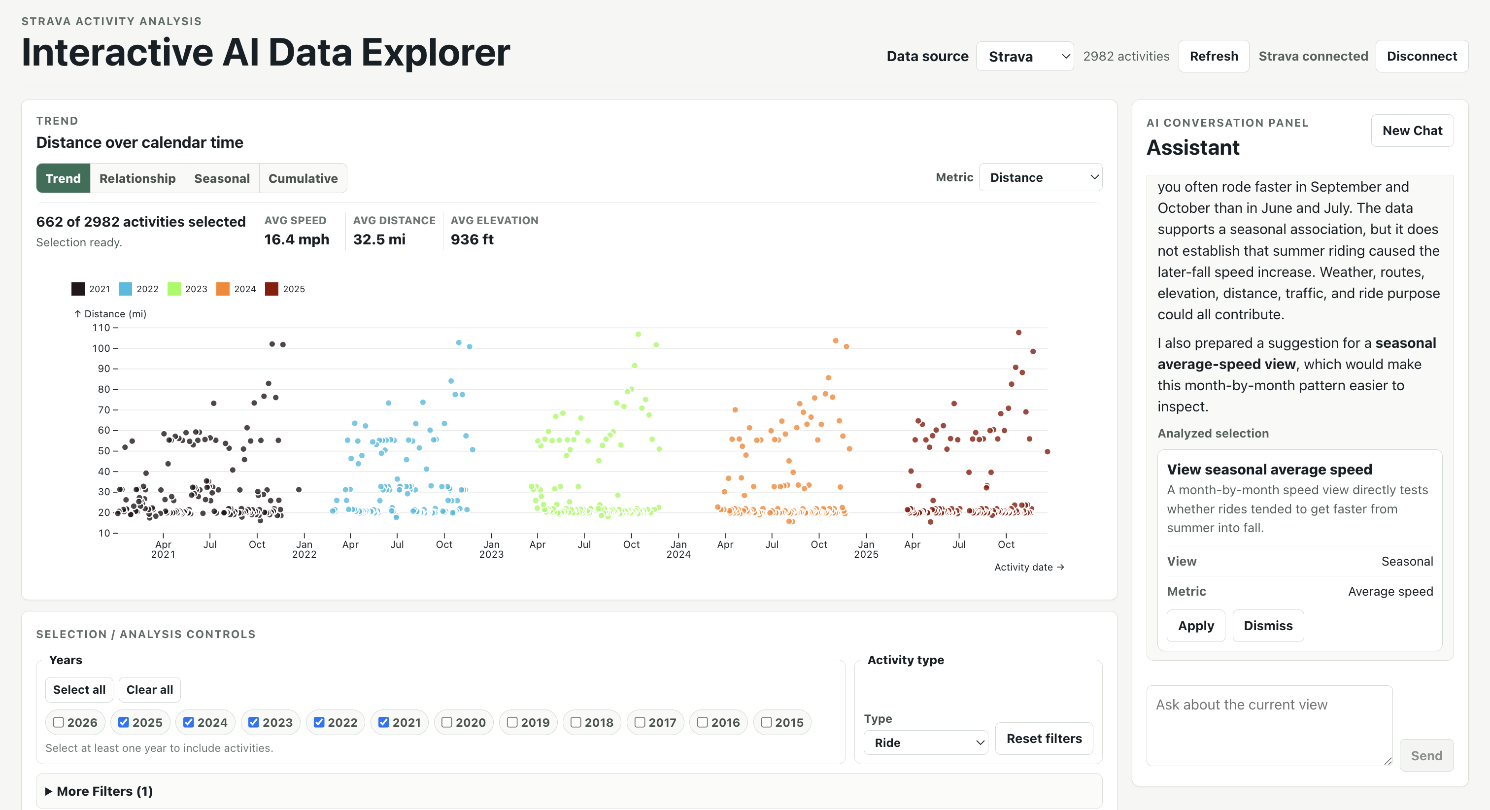 Interactive AI Data Explorer interface